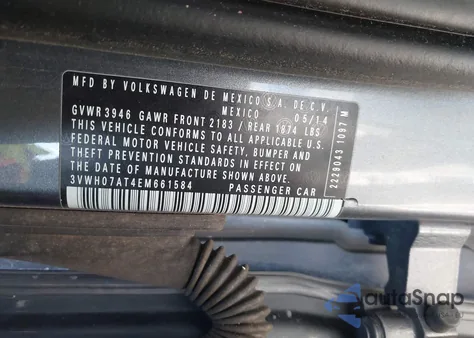 2014 Volkswagen Beetle 1.8T z USA, uszkodzony, nr VIN 3VWH07AT4EM661584